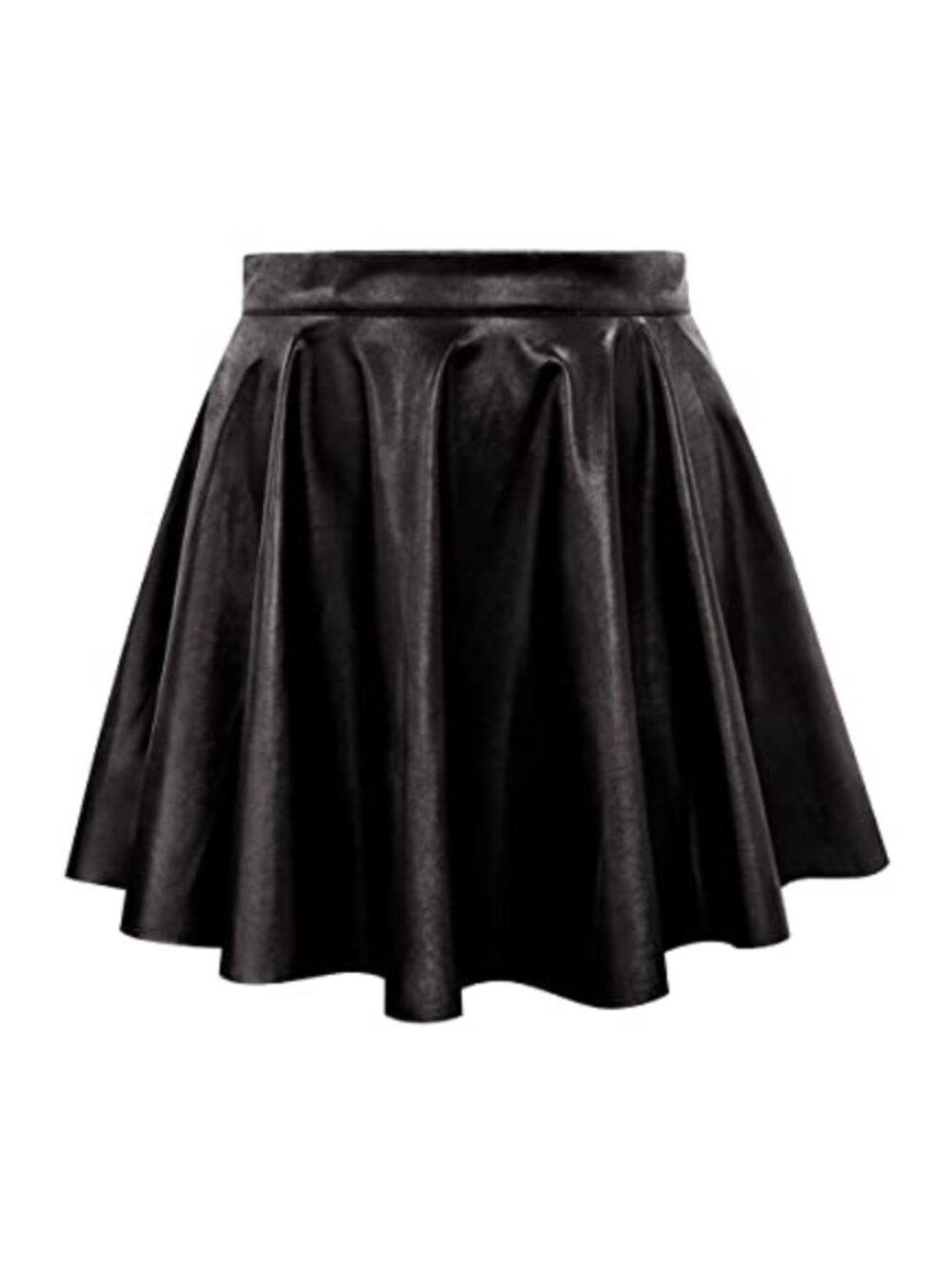 Plus Size Faux Leather Skater Skirt High Waist A-Line Button Up Mini